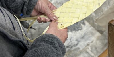 Elaboración de palmas rizadas, técnica y tradición ancestral que Chucena muestra a sus vecinos